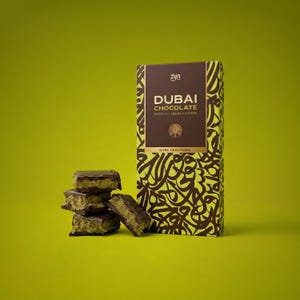 Mörk choklad med pistage och Kunafa Dubai 200g - 58% kakao - ZYN Artisan Chocolate UAE - Premium gourmetgåva