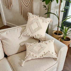 Boho Kissenbezug, Creme Neutral Strukturkissen Kissenbezug, Kissenbezug, Boho Sofakissen Dekoratives Kissen, Wohnzimmer Dekokissen Geschenk