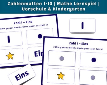 Zahlen Sortierspiel 1–10 | Vorschule Mathe Lernspiel | Montessori Klettmappe Busy Book PDF
