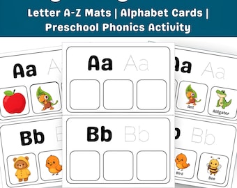 Beginning Sounds Alphabet Mats A–Z | Phonics Letter Matching Tracing Preschool Printable