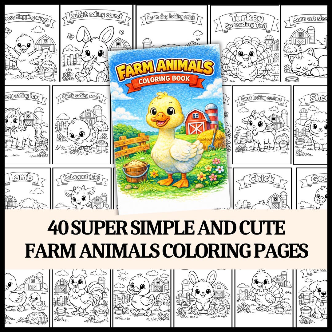 Farm Animals Coloring Book | Barn Creatures Pages | Printable Kids ...