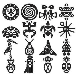 Disegno per ricamo a macchina Taino, silhouette tribale azteca, simbolo artistico indigeno del sole, coqui, rana e tartaruga, ricamo, download digitale immediato