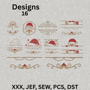 Weihnachtsmann-Monogramm-Stickmuster (digitaler Sofort-Download, PES, DST)