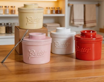 Personalisierter französischer Keramikbutter-Halter, Seehund-Teller, Küchengeschenk