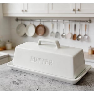 Custom Ceramic Butter Dish with Lid, Nordic Style Butter Keeper, Engraved Kitchenware
