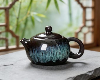 Customizable Kiln-Change Xishi Teapot, Handmade Jianzhan Ceramic Gongfu Tea Pot, Unique Chinese Tea Ware