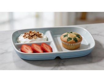 Prato dividido em cerâmica personalizável para controle de porções (211 unidades) | Bandeja para refeições para perda de peso