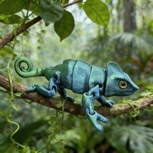 3Dプリントされた関節式カメレオン - ポーズを取れるトカゲのフィジェットトイ