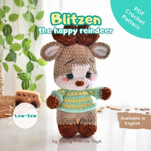 BLITZEN - Reindeer Crochet Pattern – Low-Sew Amigurumi Toy (PDF Download)