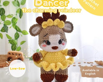 DANCER - Reindeer Crochet Pattern – Low-Sew Amigurumi Toy (PDF Download)