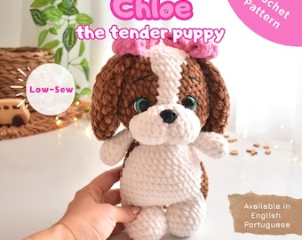 PDF Crochet Pattern – Low-Sew Amigurumi Pattern – Chloe, the tender puppy - Instant Download (English | Portuguese)