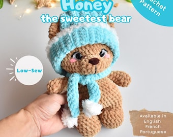 Bear PDF Crochet Pattern – Low-Sew Amigurumi Pattern – HONEY, the sweetest bear - Instant Download (English | French | Portuguese)