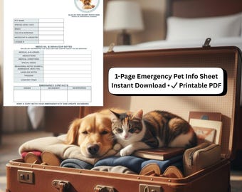 Pet Emergency Profile Sheet | Dog Cat Disaster Preparedness (PDF Download)