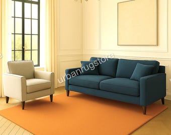 Light Orange Plush Area Rug – Minimalist Living Room Carpet, Custom Size
