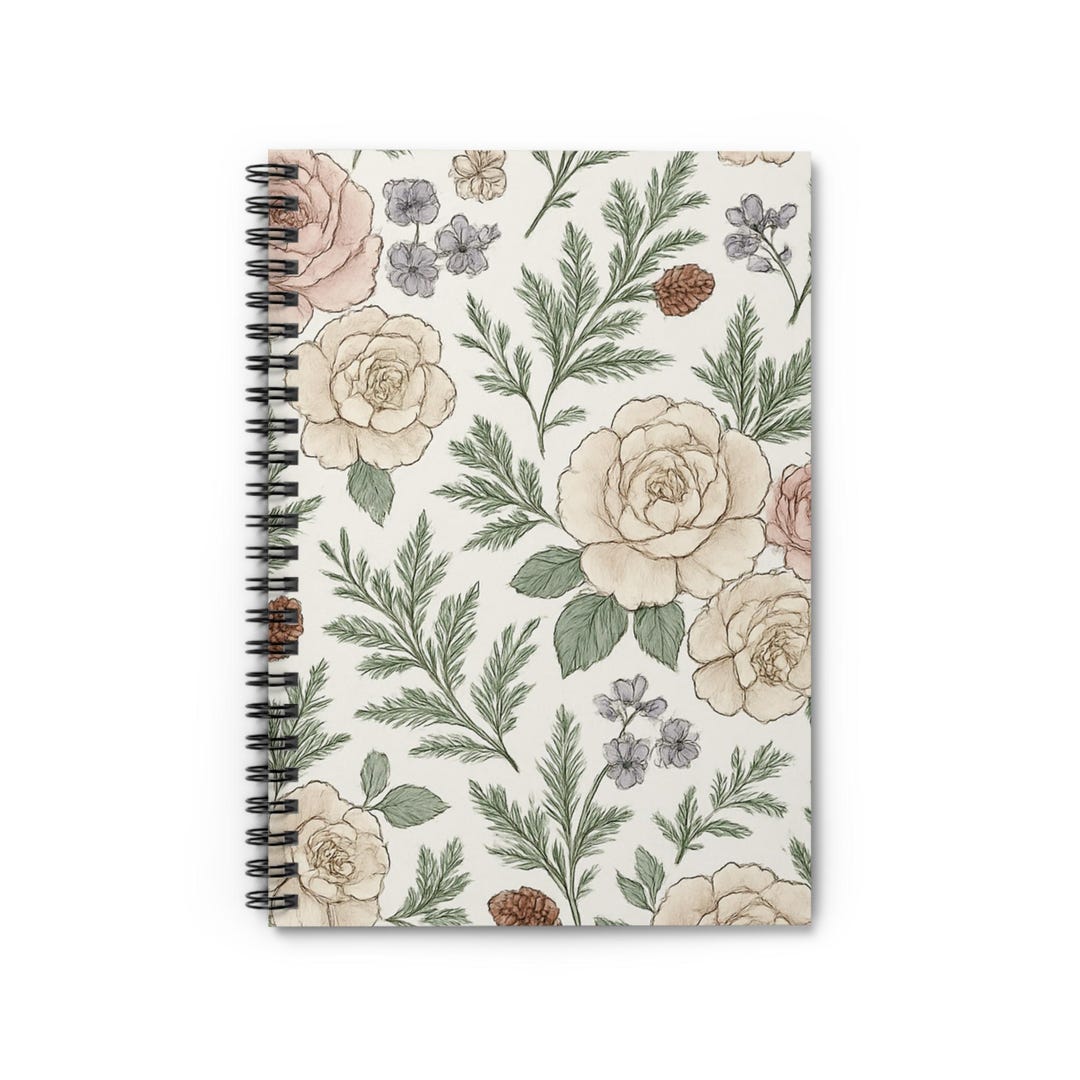 Vintage Botanical Roses Spiral Notebook | Floral Ruled Journal - Etsy
