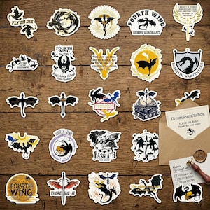 Fourth Wing & Iron Flame Dragon Stickers – Fantasy Bookish Decals (50 Pack)