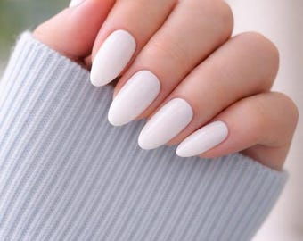 White Press-On Nails | Handmade | Reusable False Nails | Glue On Nails | St George’s Day | Available in various shapes, lengths & sizes | UK