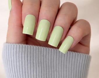 Mint Green Press-on Nails | Handmade | Spring Nails | Reusable False Nails | Glue On Nails | Available in various shapes, lengths & sizes