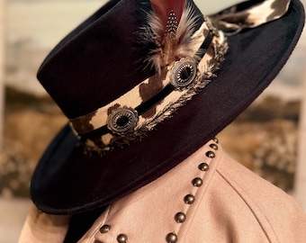 Boho Style Cowboy Hat - Hand Stitched and Lasered - Etsy display picture 1