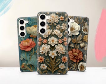 Cottagecore Floral Phone Case - Vintage Botanical Cover for Samsung S25 Fe S24 Ultra S23 S20 A56 A16 A17 A54 iPhone 17 16 15 14 13 Pixel 10