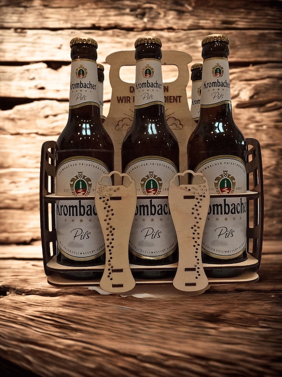 Bierträger 4 Variationen / 6 Flaschen Bierträger aus Holz | Bier Geschenk | SVG Datei  Lasercut Datei