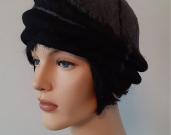 Beautiful 1920 retro beret, grey flapper hat, felt beret, 1920s inspired hat, art deco fashion, 20s accessory, winter hat