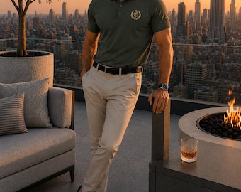 Old-Money Crest Polo Shirt | Preppy Golf Sportswear, Business-Casual Elegance
