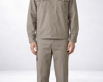 Conjunto de ropa de trabajo a medida para hombre y mujer, uniforme de negocios personalizado, chaqueta de trabajo industrial y pantalones cargo, atuendo de mecánico de construcción.