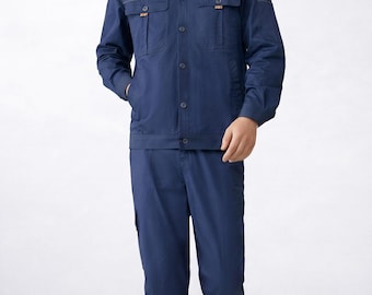 Custom Workwear Set for Men Women, Personalised Business Uniform, Industrial Work Jacket & Cargo Pants, Mechanic Construction Outfit