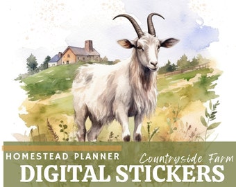 Watercolor Farm Animal Digital Stickers – Homestead Planner (PNG Files)