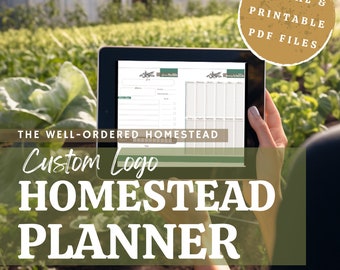 CUSTOM LOGO** Complete Homestead Planner - Digital and Printable Homestead Management Pdf Records for Farm, Garden, Canning, Daily Planner