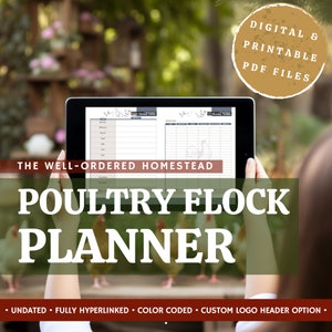 POULTRY FLOCK PLANNER - Digital and Printable Homestead Management Pdf Records Suitable for Chickens, Turkeys, Ducks, Broilers, and more