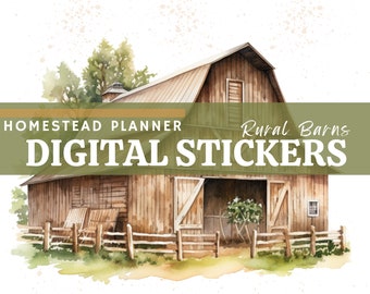 Rustic Barn Digital Stickers – Homestead Planner (PNG Files)