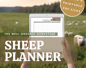 HOMESTEAD SHEEP PLANNER -Digital + Printable Homestead Management Pdf Records - Task Scheduling, Expenses, Yields, Fiber, Butchering, Health