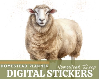 HOMESTEAD SHEEP STICKERS - Digital Planner Stickers - Transparent Background png files to spice up your Homestead Management Binder Pages