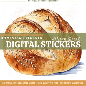 ADESIVOS DE PÃO ARTESANAL - Adesivos de planejador digital - Arquivos png de fundo transparente para apimentar suas páginas de fichário de gerenciamento de propriedade
