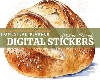 Artisan Bread Stickers – Homestead Planner, Watercolor Loaves (Digital Download)