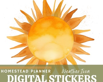 Watercolor Weather Stickers – Homestead Planner (Digital Download)