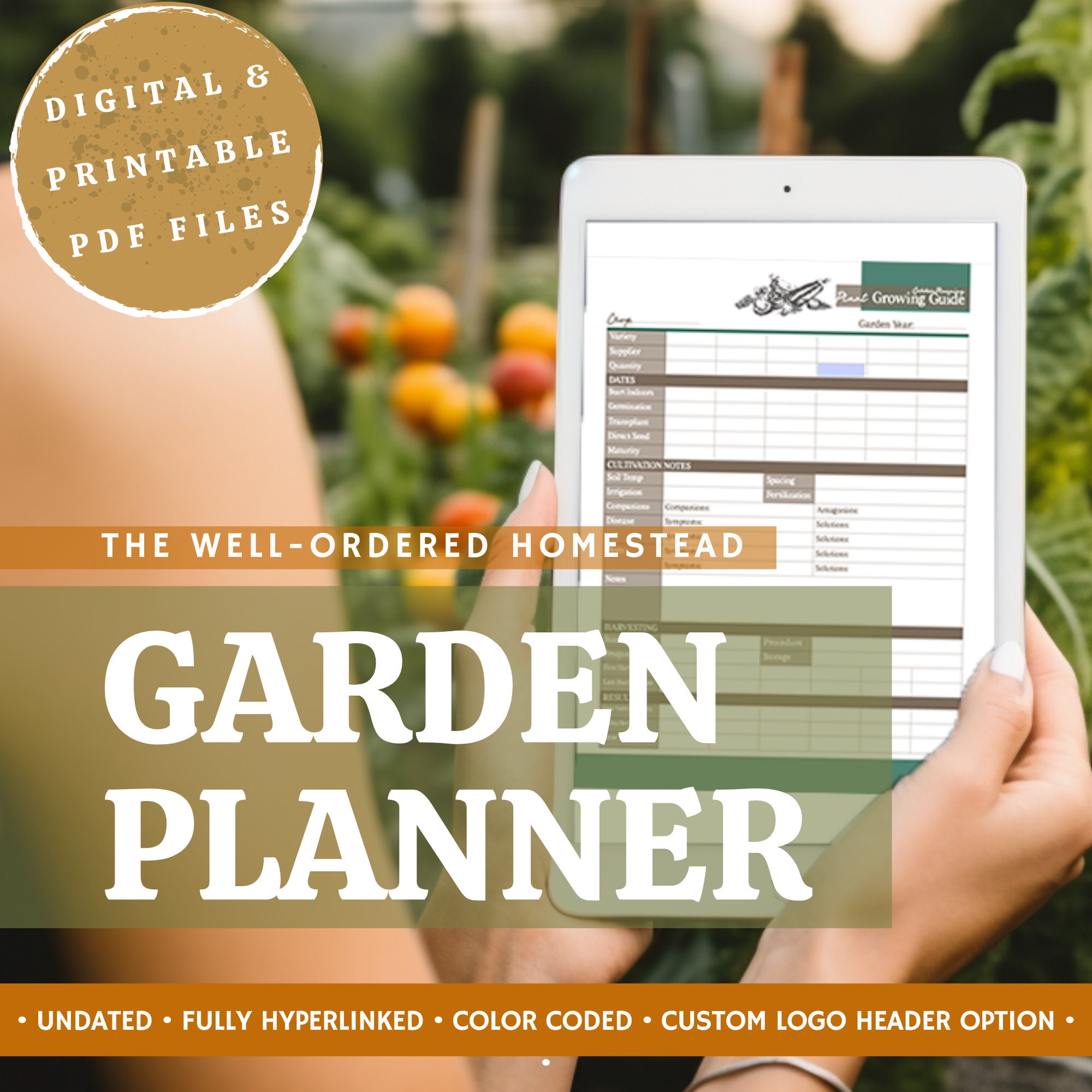 HOMESTEAD GARDEN PLANNER - Digital and Printable Homestead Management Pdf Records - Garden Planning, Design, Expenses, Yields, Orchard, Herb