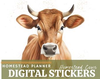 Family Cow Planner Stickers – Watercolor PNG Files (Digital Download)