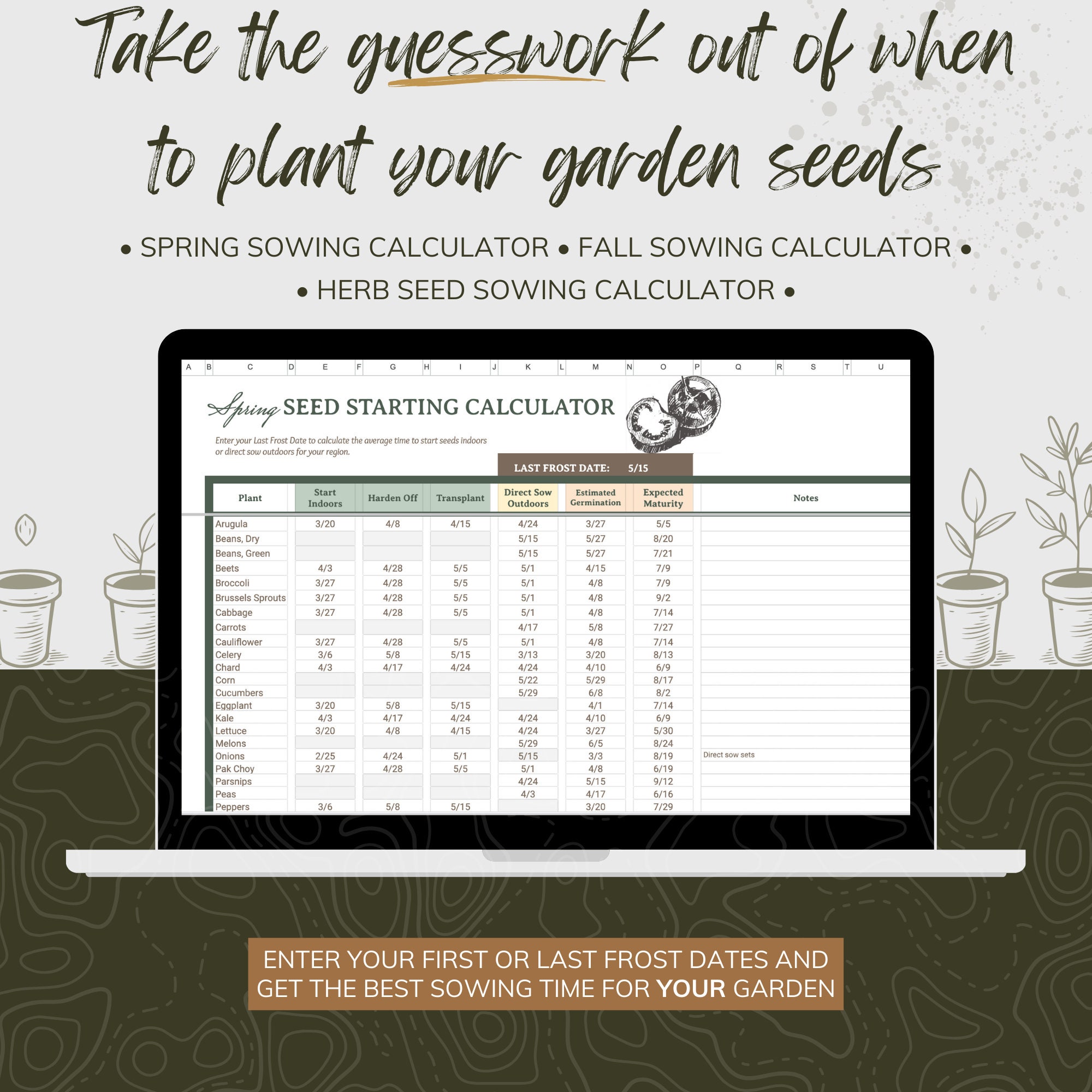 SEED STARTING CALCULATOR when Should I Sow My Seeds Digital Spreadsheet