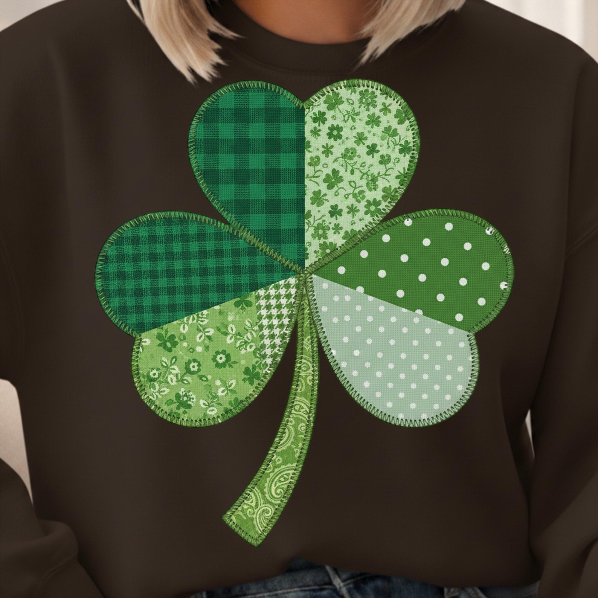 Patchwork Shamrock PNG for Shirt Design – Quilt Clover Applique Digital ...