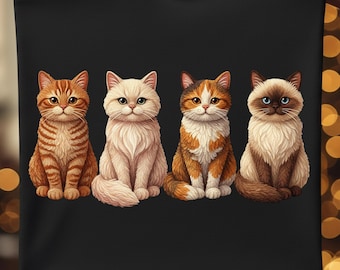 Crochet Cat PNG | Latch Hook Yarn Cats Sublimation Design | Cute Kitten T-Shirt Graphic | Cat Lover PNG | DTF Download