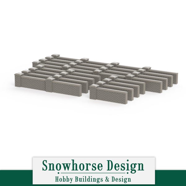 Brick Wall - Straight Segments (Unpainted) | Accessory (S/HO/N Scales)