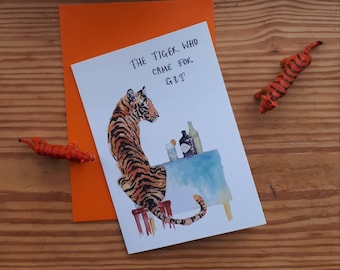 The tiger who came for g&t /gin and tonic card by Sarah Majury