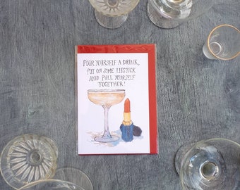 Pull yourself together drink card / print by Sarah Majury