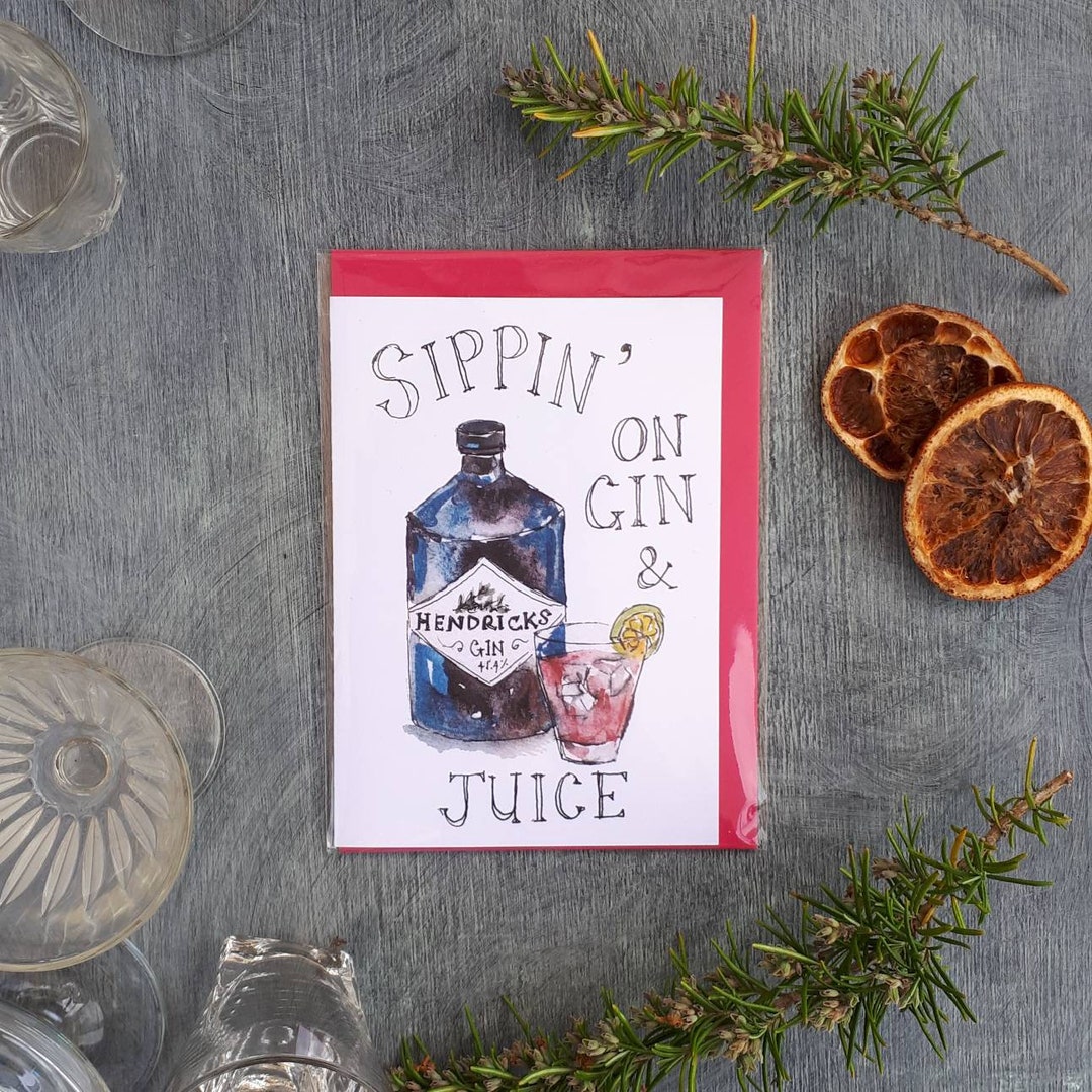 Sippin' on Gin and Juice Illustration by Sarah Majury Etsy