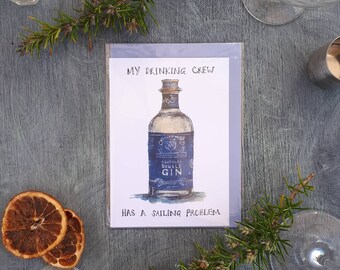 Sailing crew / boathouse gin card by Sarah Majury