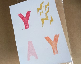 Hand printed lettering bunting card