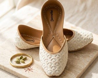 Jutti punjabi cosido a mano: zapatos mojari étnicos para mujer